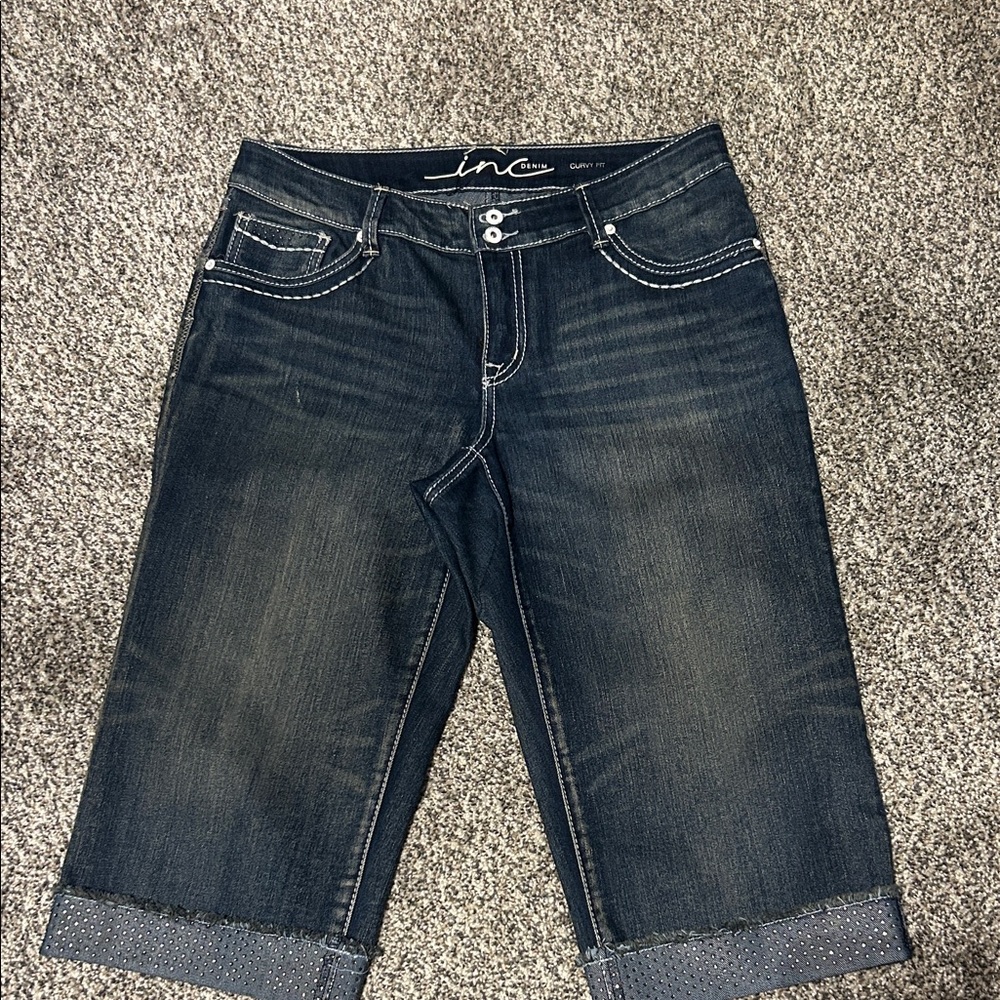 INC International Concepts Women's Dark Wash Cropped Jeans